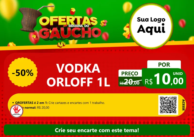 Modelo de Cartaz para Cartaz A4 Horizontal com o tema Ofertas Semana Do Gaúcho para Distribuidora de bebidas