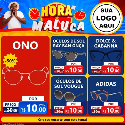Modelo de Rede Social para Feed Facebook com o tema Hora Maluca para Óticas