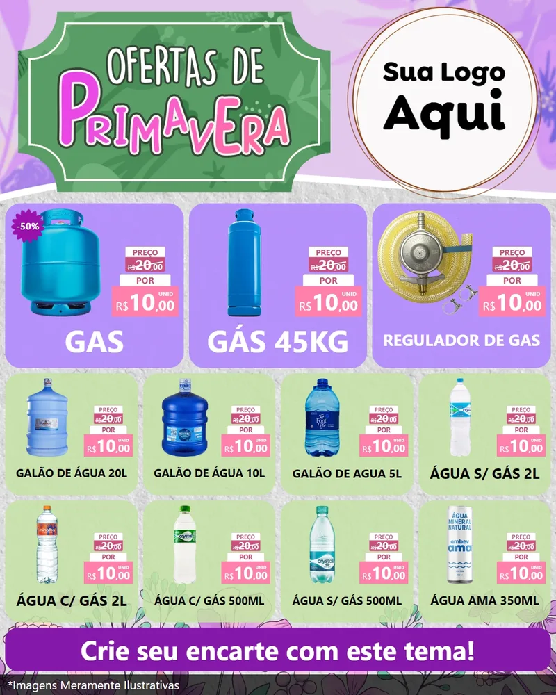 Modelo de Rede Social para Feed Instagram com o tema Ofertas de Primavera para Água e gás