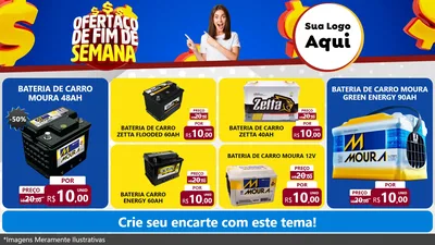Modelo de TV para TV Horizontal com o tema Ofertaço de Fim de Semana para Baterias Elétricas
