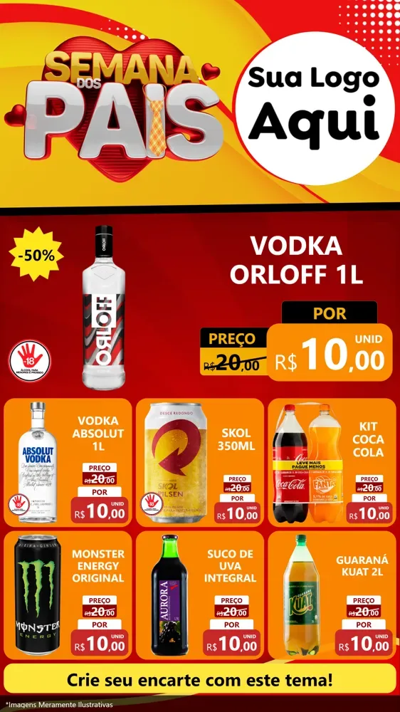 Modelo de Rede Social para Stories com o tema Semana Dos Pais para Distribuidora de bebidas