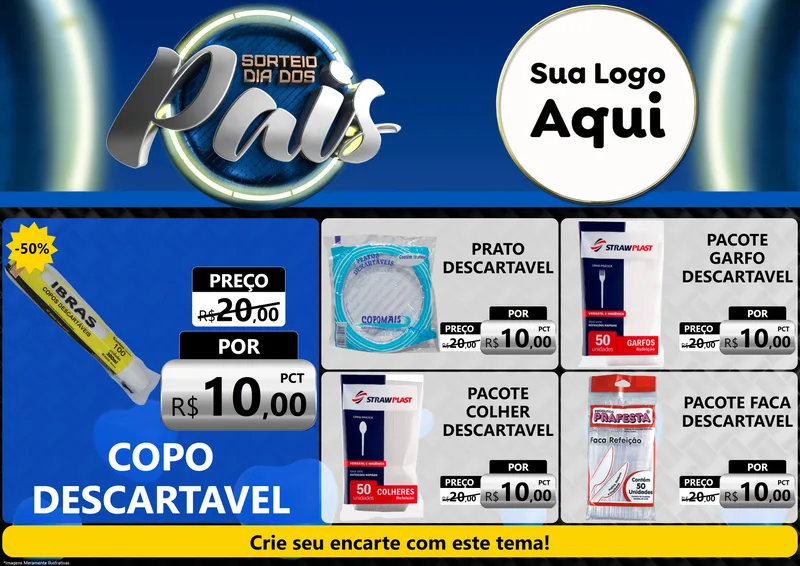 Modelo de Encarte para Encarte A4 Horizontal com o tema Sorteio Dia Dos Pais para Embalagens