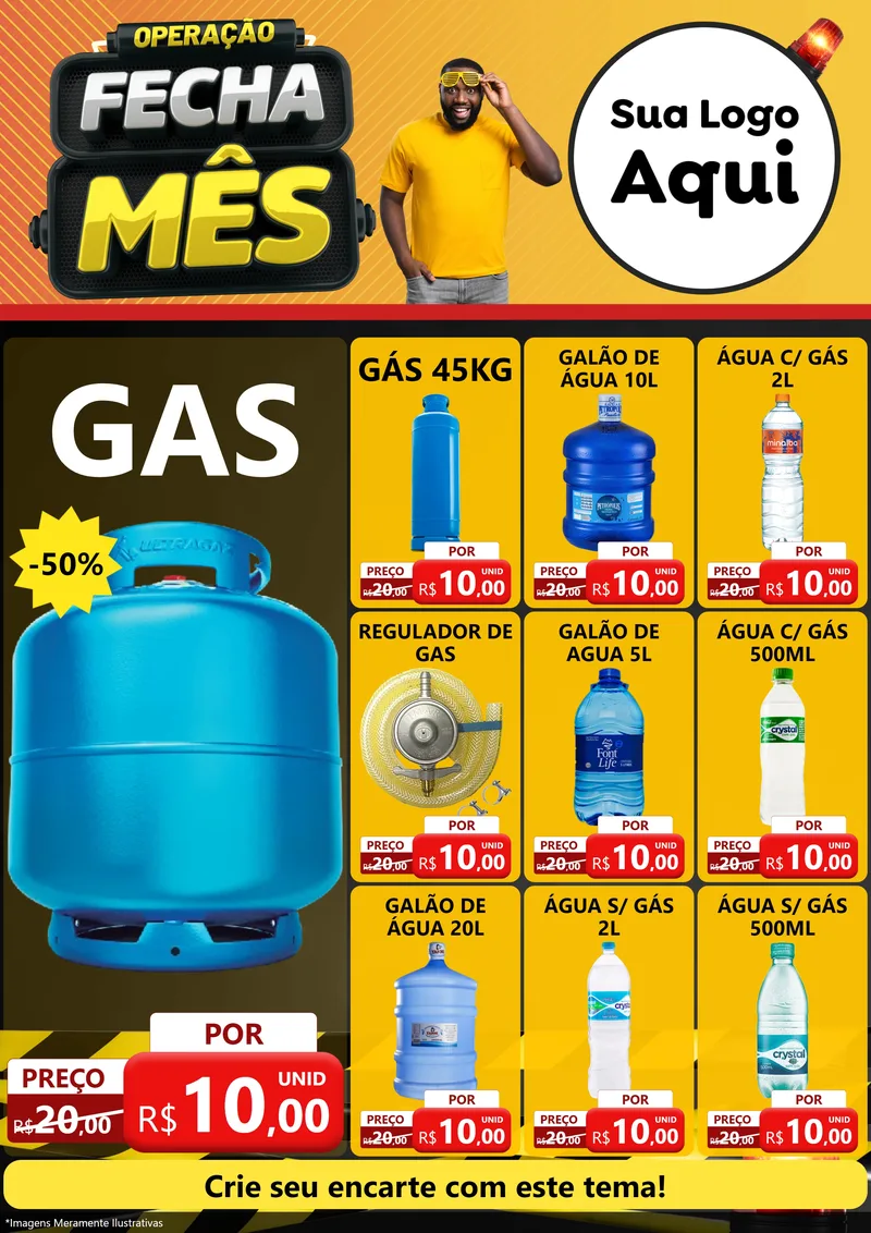 Modelo de Encarte para Encarte A4 Vertical com o tema Operação Fecha Mês para Água e gás