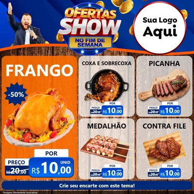 Modelo de Rede Social para Feed Facebook com o tema Ofertas Show No Fim De Semana para Assados