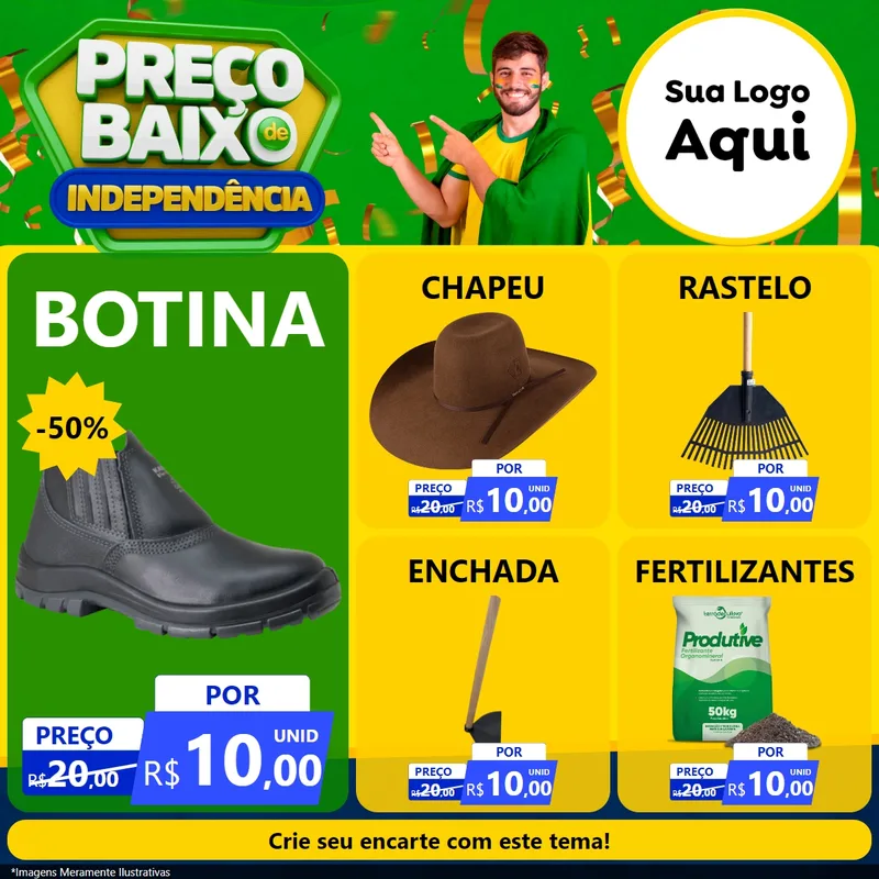Modelo de Rede Social para Feed Facebook com o tema Preço Baixo de Independência para Agropecuária