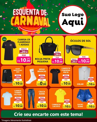 Modelo de Rede Social para Feed Instagram com o tema Esquenta de Carnaval para Roupas e acessórios