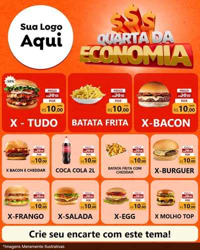 Modelo de Rede Social para Feed Instagram com o tema Quarta da Economia para Hamburgueria
