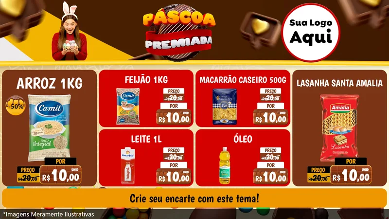 Modelo de TV para TV Horizontal com o tema Páscoa Premiada para Supermercado
