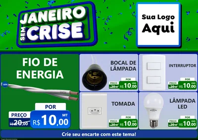 Modelo de Encarte para Encarte A4 Horizontal com o tema Janeiro Sem Crise para Materiais Elétricos
