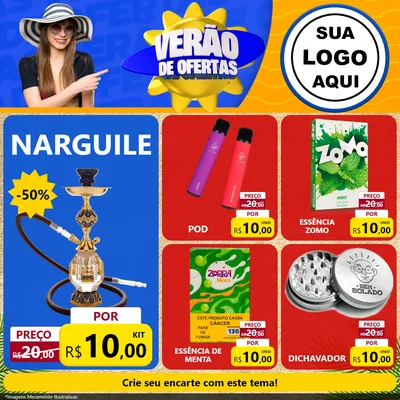 Modelo de Rede Social para Feed Facebook com o tema Verão de Ofertas para Tabacaria
