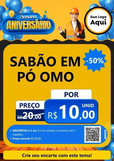 Modelo de Cartaz para Cartaz A4 Vertical com o tema Semana de Aniversário para Produtos de Limpeza