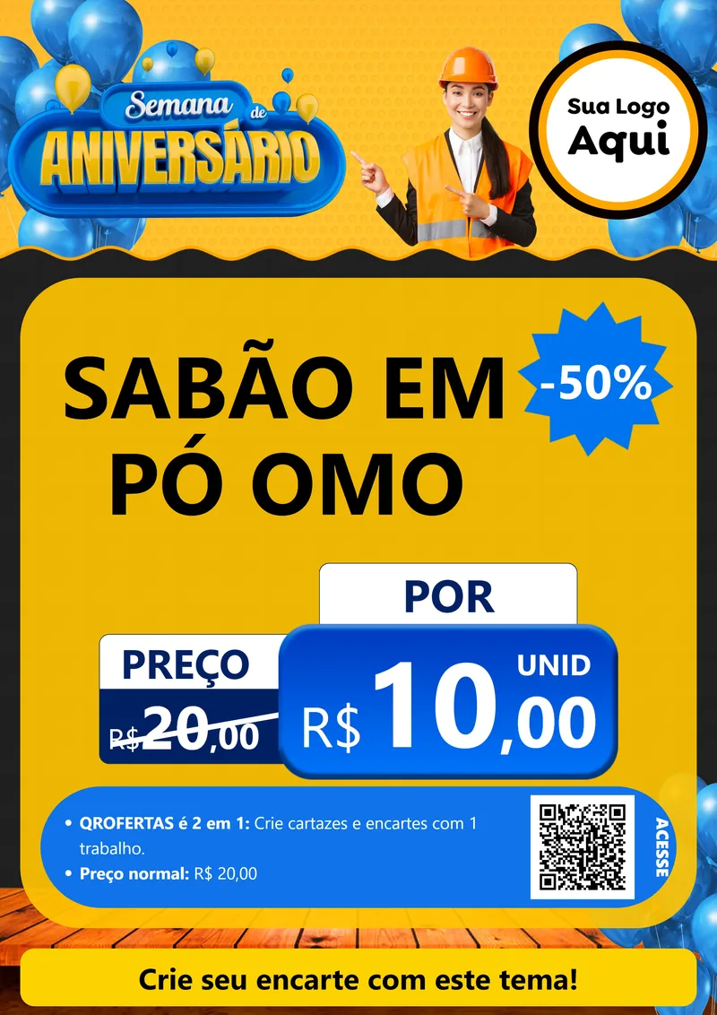 Modelo de Cartaz para Cartaz A4 Vertical com o tema Semana de Aniversário para Produtos de Limpeza