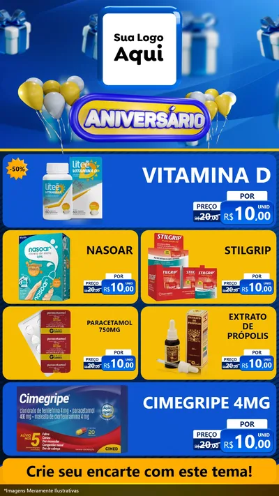 Modelo de TV para TV Vertical com o tema Aniversário para Farmácia