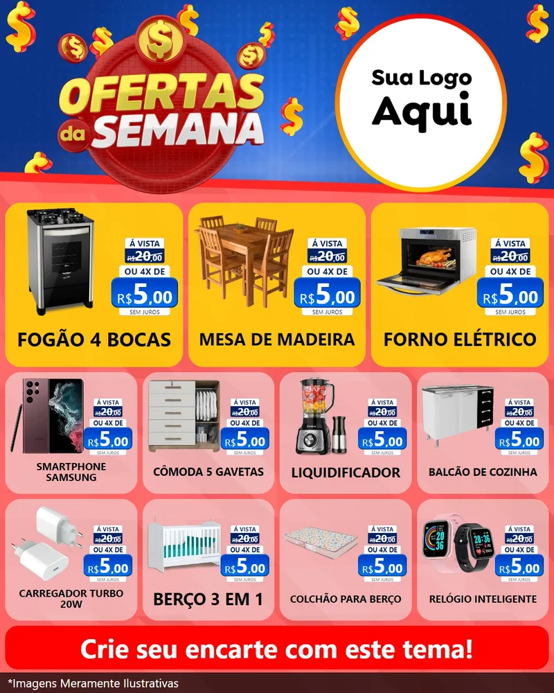 Modelo de Rede Social para Feed Instagram com o tema Ofertas Da Semana para Móveis e Eletro