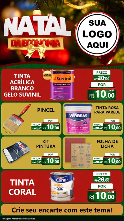Modelo de TV para TV Vertical com o tema Natal da Economia para Tintas e Ferramentas