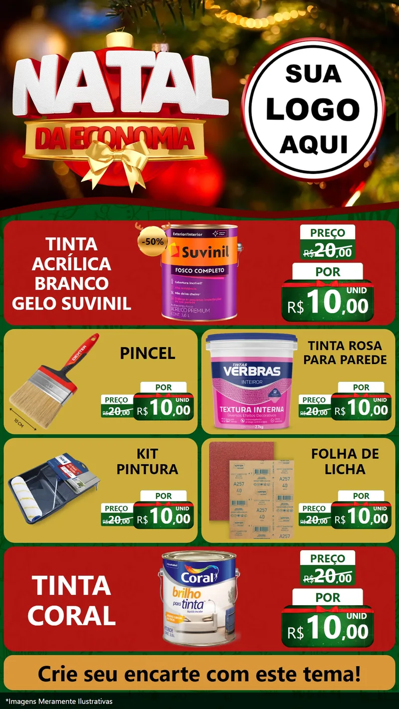 Modelo de TV para TV Vertical com o tema Natal da Economia para Tintas e Ferramentas