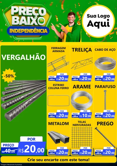 Modelo de Encarte para Encarte A4 Vertical com o tema Preço Baixo de Independência para Ferragens