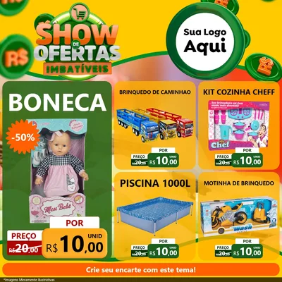 Modelo de Rede Social para Feed Facebook com o tema Show de Ofertas Imbatíveis para Brinquedos