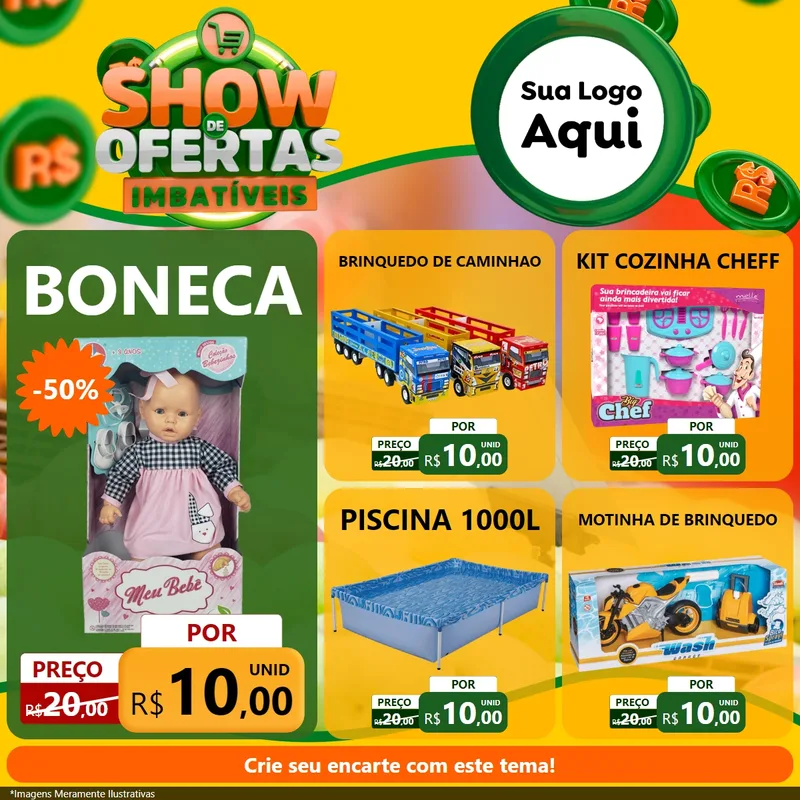 Modelo de Rede Social para Feed Facebook com o tema Show de Ofertas Imbatíveis para Brinquedos