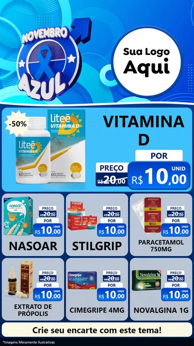 Modelo de Rede Social para Stories com o tema Novembro Azul para Farmácia