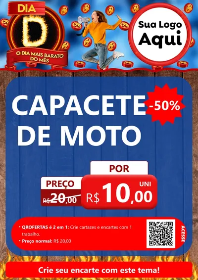 Modelo de Cartaz para Cartaz A4 Vertical com o tema Dia D - O Dia Mais Barato Do Mês para Moto peças