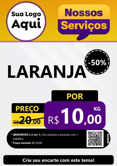 Modelo de Cartaz para Cartaz A4 Vertical com o tema Nossos Serviços para Hortifrúti