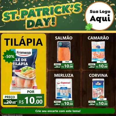 Modelo de Rede Social para Feed Facebook com o tema St Patriks Day para Peixaria
