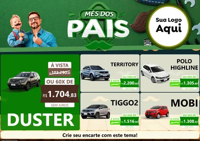 Modelo de Encarte para Encarte A4 Horizontal com o tema Mês dos Pais para Concessionaria de Carros