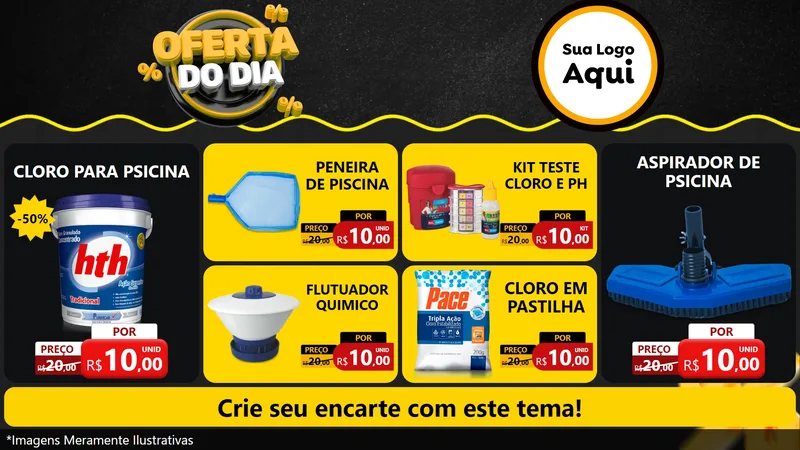 Modelo de TV para TV Horizontal com o tema Oferta Do Dia para Produtos para Piscina