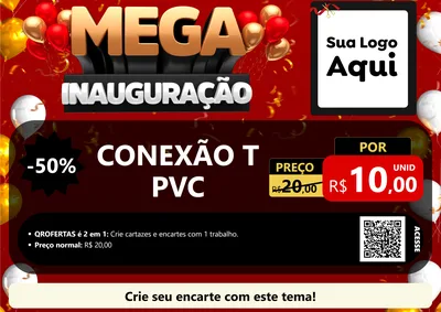 Modelo de Cartaz para Cartaz A4 Horizontal com o tema Mega Inauguração para Tubos e conexões