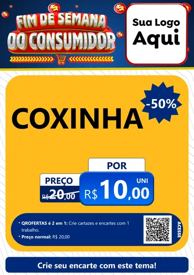 Modelo de Cartaz para Cartaz A4 Vertical com o tema Fim de Semana do Consumidor para Salgadaria
