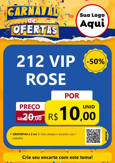 Modelo de Cartaz para Cartaz A4 Vertical com o tema Carnaval de Ofertas para Perfumes