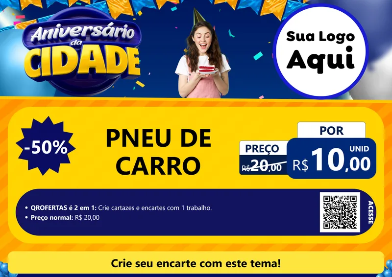 Modelo de Cartaz para Cartaz A4 Horizontal com o tema Aniversário da Cidade para Auto peças