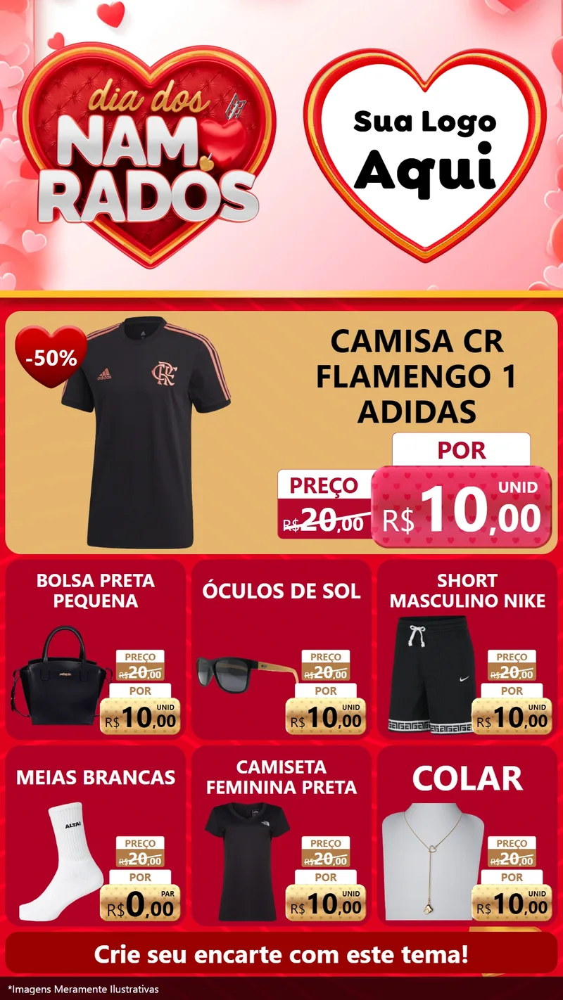 Modelo de Rede Social para Stories com o tema Dia dos Namorados para Roupas e acessórios