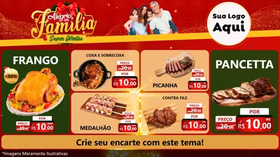 Modelo de TV para TV Horizontal com o tema Alegria em Família Super Ofertas - Natal para Assados
