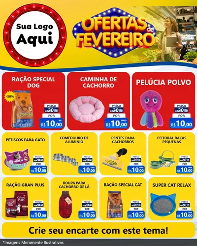 Modelo de Rede Social para Feed Instagram com o tema Ofertas de Fevereiro para Pet Shop