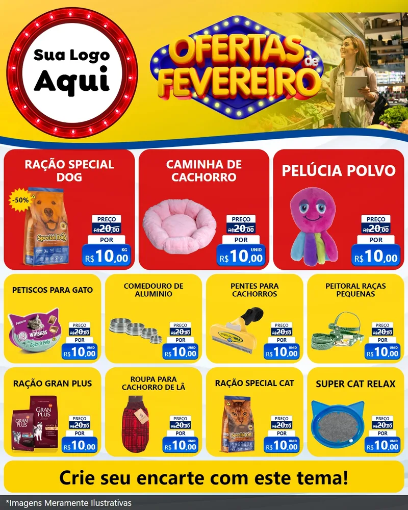 Modelo de Rede Social para Feed Instagram com o tema Ofertas de Fevereiro para Pet Shop