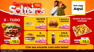 Modelo de TV para TV Horizontal com o tema Semana dos Solteiros para Hamburgueria
