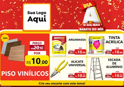Modelo de Encarte para Encarte A4 Horizontal com o tema Dia A o Dia Mais Barato do Mês para Material para Construção