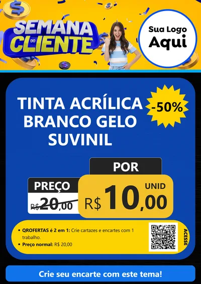 Modelo de Cartaz para Cartaz A4 Vertical com o tema Semana do Cliente para Tintas e Ferramentas