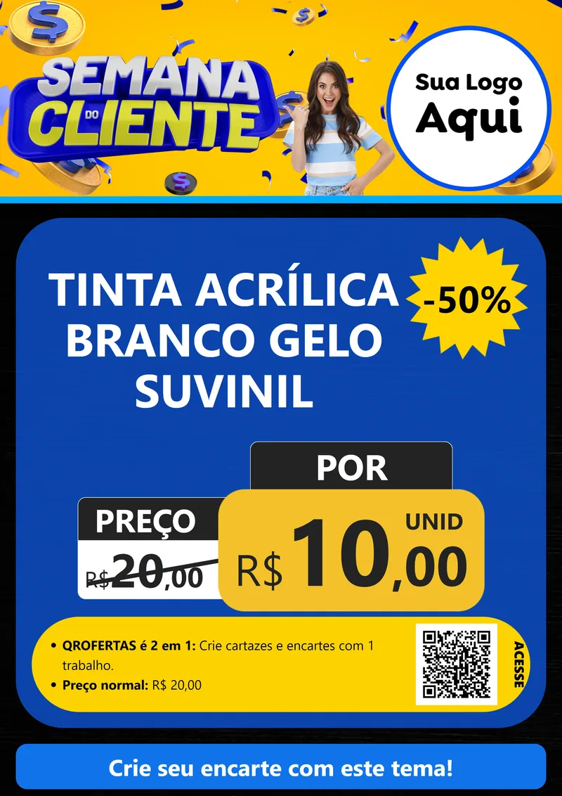 Modelo de Cartaz para Cartaz A4 Vertical com o tema Semana do Cliente para Tintas e Ferramentas