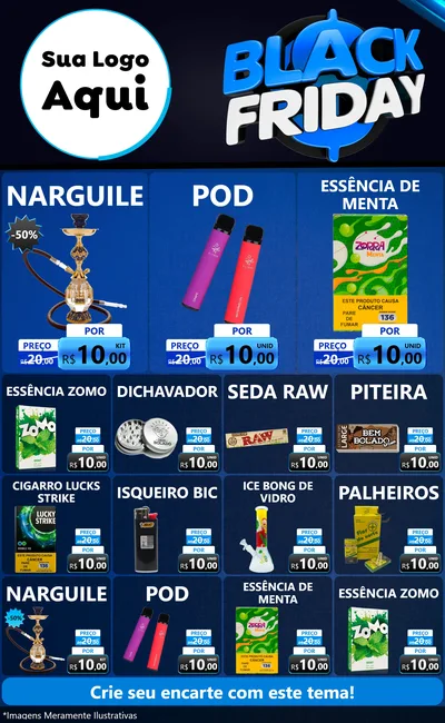 Modelo de Encarte para Encarte Grande com o tema Black Friday para Tabacaria