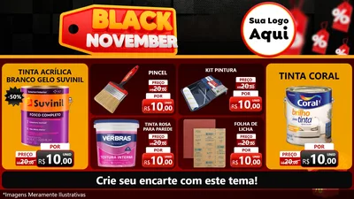 Modelo de TV para TV Horizontal com o tema Black November para Tintas e Ferramentas