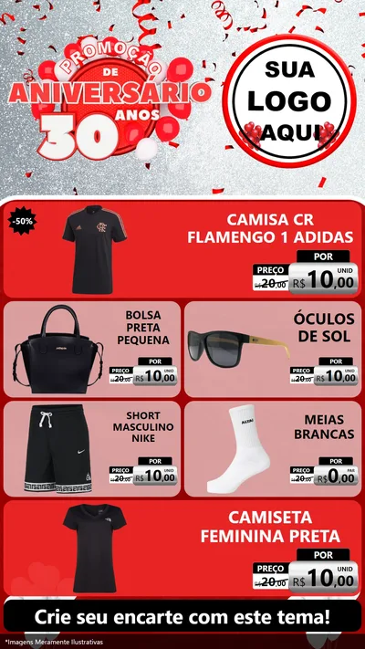 Modelo de TV para TV Vertical com o tema Promoção de Aniversário - 30 Anos para Roupas e acessórios