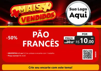 Modelo de Cartaz para Cartaz A4 Horizontal com o tema Mais Vendidos para Padaria
