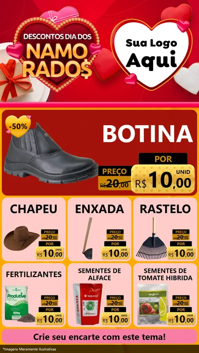 Modelo de Rede Social para Stories com o tema Descontos Dia dos Namorados para Agropecuária