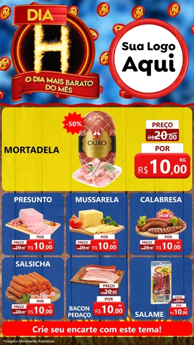 Modelo de Rede Social para Stories com o tema Dia H - O Dia Mais Barato Do Mês para Frios e Laticínios