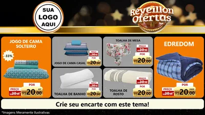 Modelo de TV para TV Horizontal com o tema Réveillon de Ofertas para Cama, Mesa e Banho