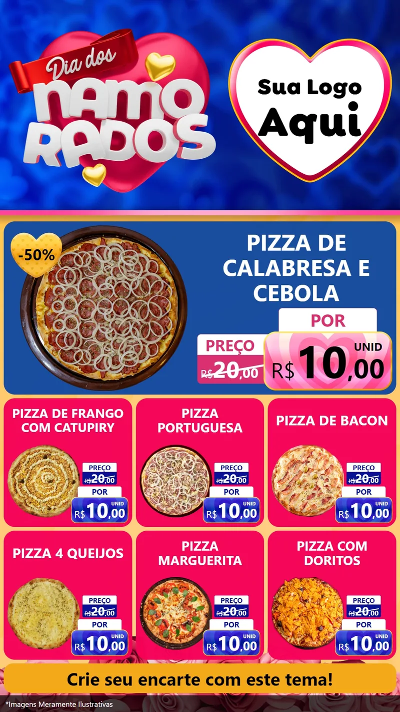 Modelo de Rede Social para Stories com o tema Dia dos namorados para Pizzaria