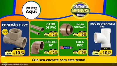 Modelo de TV para TV Horizontal com o tema Semana da Independência Declaramos Preços Baixos para Tubos e conexões